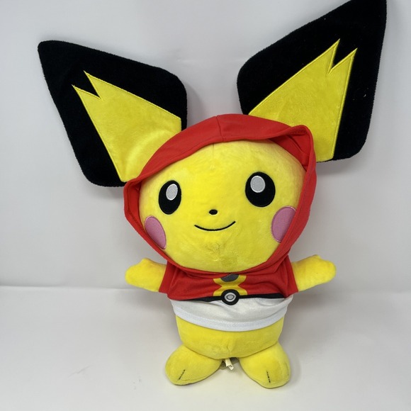 Build A Bear Pokemon Pichu (Baby Pikachu) Soft Plush Toy - w/ Pokeball Hoody - Picture 1 of 11